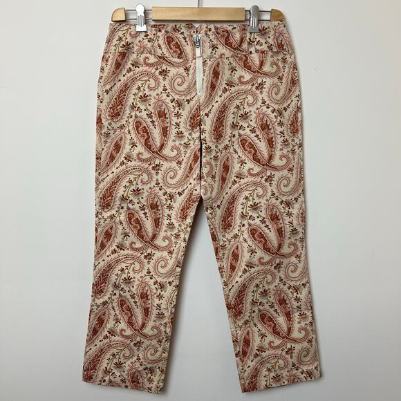 Express Pants - Express Stretch Cream Pink Low Rise Cropped Capri Pants Paisley Print Small 5/6